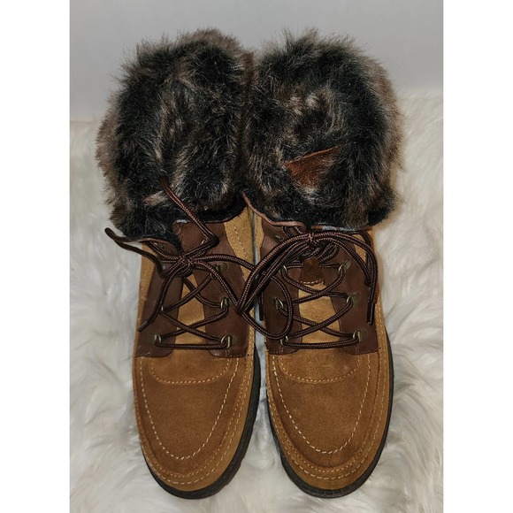 Sporto Holly Suede Winter Ankle Boots Chestnut Brown Faux - Picture 1 of 8